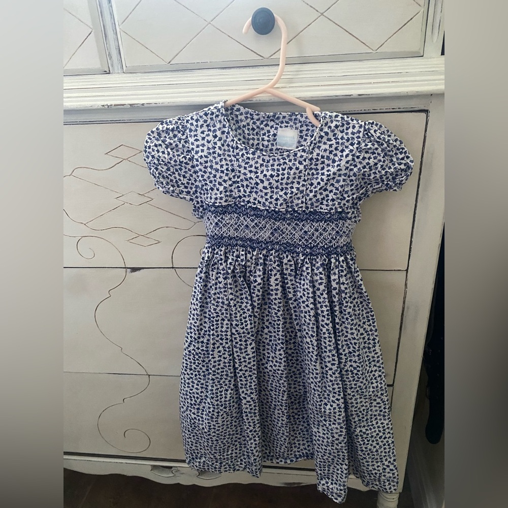 Girls EDGEHILL COLLECTION Blue White Ditsy Floral Smocked Dress size 3T